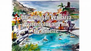Painting Vernazza in watercolors and ink watch video