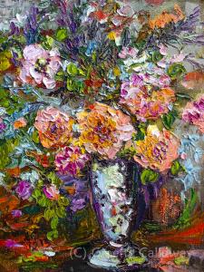 Make an Offer on Original Impressionist Oil Painting Heirloom Roses