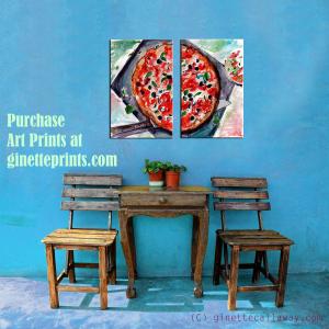 Pizza Napolitano Watercolor Painting Diptych
